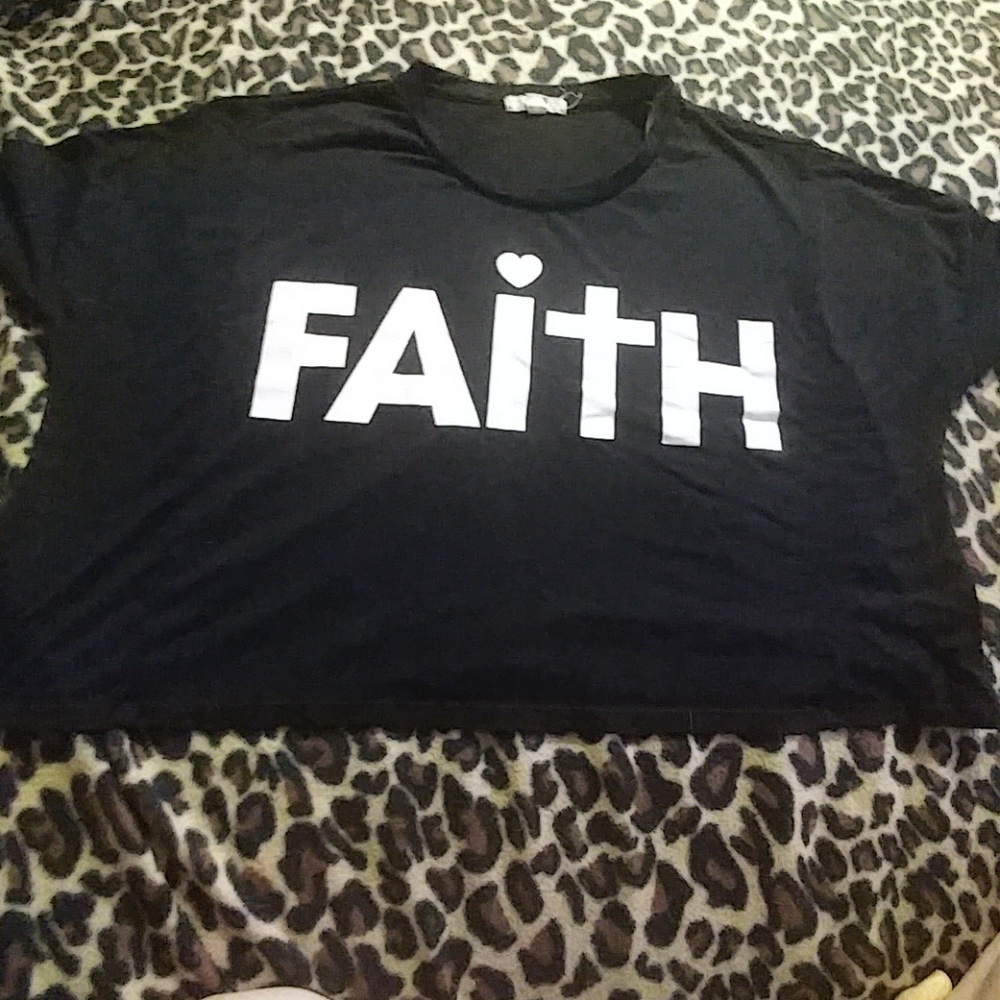 2/$10 Black Faith Crop Top from Forever 21